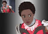create a cartoon illustration of your face in my art style