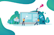 make design a flat style illustration for web