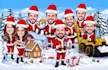 create a christmas caricature, holiday card, winter cartoon