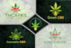 unique cannabis natural hemp cbd oil and medical logo