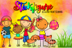 draw cute stick figure illustrations