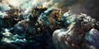 create an awesome character illustration and battle scene