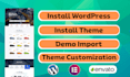 install wordpress theme, themeforest theme and customize website