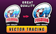 manual redraw ai generated logo vectorize, raster to vector by adobe illustrator