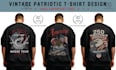 create patriotic american flag vintage retro t shirt design