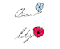 hand draw a flower power logo