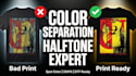do halftone and spot color separation for screen print dtf dtg