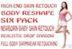 photo retouching, body reshape, six pack, abs, drop shadow and retouch photo