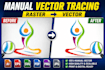 do manual vector tracing, vectorize logo, jpg, png to vector