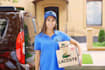 place your logo on courier box  delivery package parcel mockup