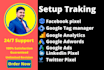 setup facebook pixel, twitter ads, google ads, analytics, tag manager, pinterest