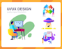 draw a flat design illustration for a website, app or ui ux