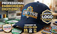 do logo embroidery digitizing, convert to dst, pes, emb