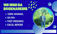 do 50 high da PR manual social bookmarking backlinks with SEO report
