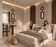 design a modern bedroom interior with realistic 3d renders