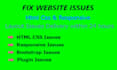 fix html error, css, js, bootstrap and responsive bug issues