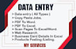do any type of data entry,web research and copy paste 5 hour