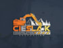 do real estate, construction, excavation, crane, bulldozer and trucking logo