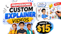 create custom whiteboard animation explainer video with voice over