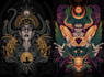 draw detailed dark art illustration with engraving style