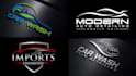 do modern 2d, 3d auto detailing and car wash logo deign