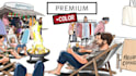 draw a line art scene with people, objects, etc