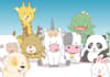 draw cute and friendly animals cartoon
