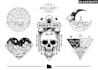 do black and white geometric custom tattoo, monoline logo