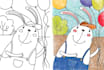draw cute coloring book page for children