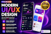 do modern app ui ux design and app store screenshots in figma