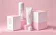 do skincare product modern packaging, minimal box label design,