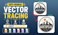 manually vector tracing, vectorize logo, redraw and convert ai image to vector