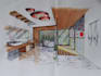 create interior illustration with watercolour style handmade