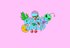 make retro hand drawn 3d cartoon logo for clothing brand, twitch, youtube cover