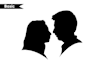 draw couple silhouette to element in wedding invitation