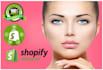 edit or redesign shopify store home, header, footer, cart pages