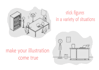 draw a high quality and unique stickman stick figure clipart