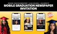 design your graduation newspaper cover and mobile invitation