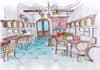 hand draw interior design concept illustration