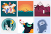 design illustrations in papercut style for you