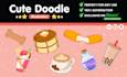 draw cute kawaii doodle cartoon illustration art sticker food drink object menu