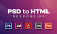 convert landing page web front designs to HTML CSS javascript react