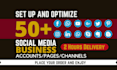 create and optimize social media accounts and business pages for brand growth
