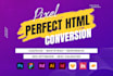 convert figma to html, psd to html using tailwind css or bootstrap 5