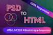 convert PSD or figma to elementor or html responsive website