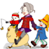 draw a cute cartoon picture of couples, families and pets