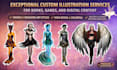 illustrate custom character design and digital illustration
