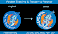 do vector tracing, vectorize image, logo, svg, vector file