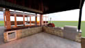 design your 3d outdoor kitchen with measurements plan and appliances, backyard