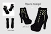 create women shoes design, high heels, slip on design